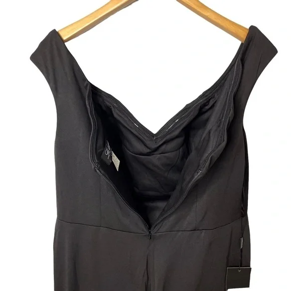 La Femme Off The Shoulder Jersey Fit & Flare Gown Prom Dress Size 14W Black - Picture 7 of 12